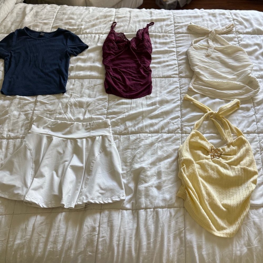 SHEIN Women’s Bundle 5 Items - Navy, Burgundy, Cream, White, Yellow Size S